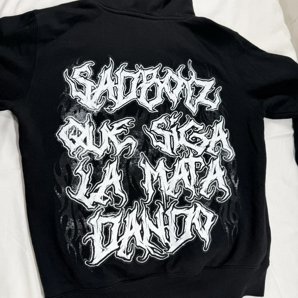 Junior H Sad Boyz Eyes Hoodie Men's S Black Que Siga La Mata Dando Graphic